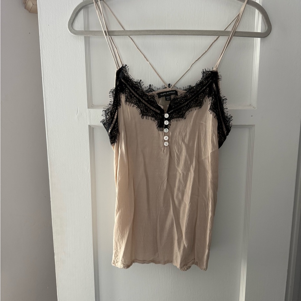 Solemio Lace Button Front Strappy Tank